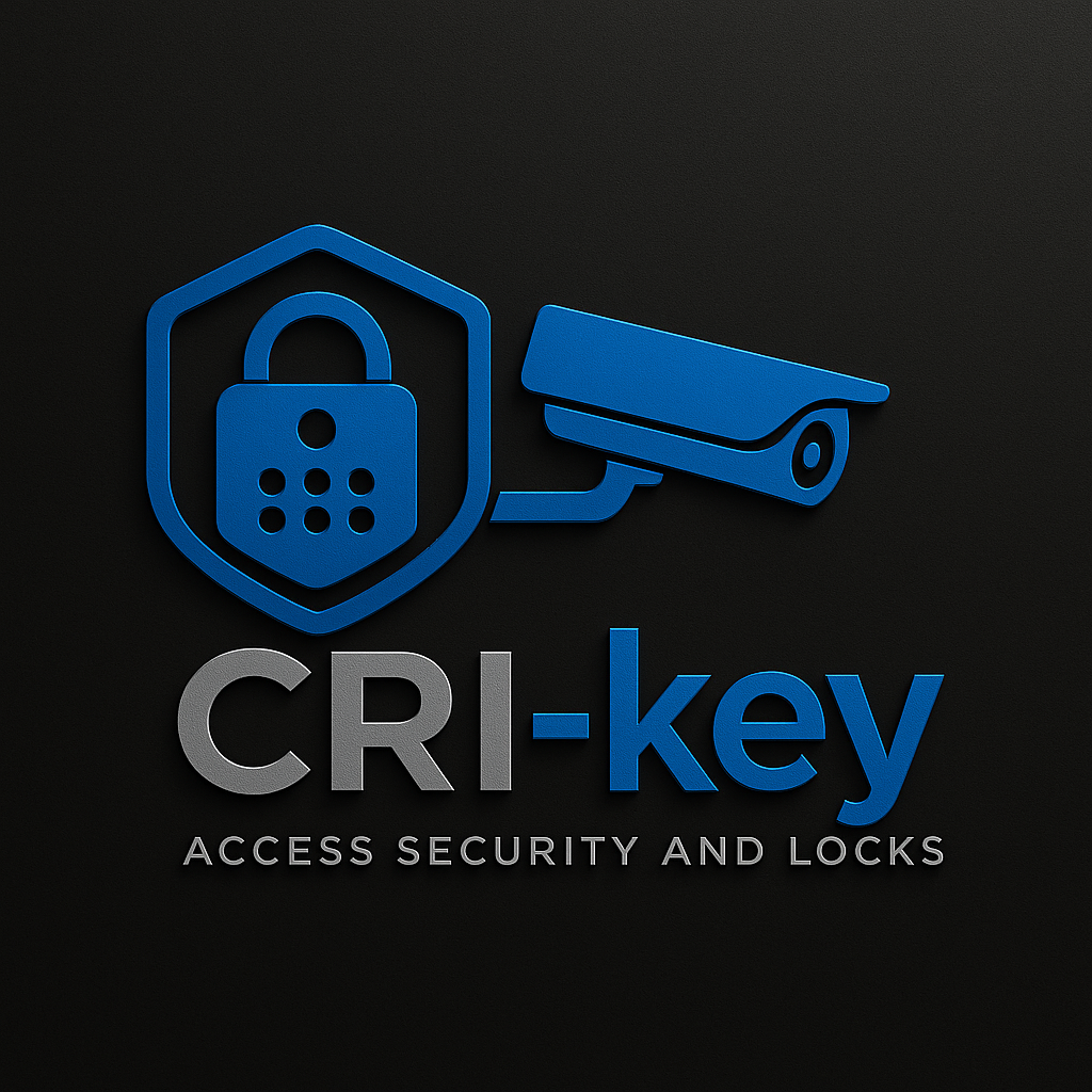 CRI-key Access Security and Locks logo with padlock shield and CCTV camera icon